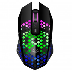 Беспроводная игровая мышь SVEN RX-G940W, динамическая RGB-подсветка, 2,4 ГГц, 800–3600 точек на дюйм, 6+1 бесшумная кнопка, аккумулятор 600 мА·ч, резиновое колесо прокрутки, черная